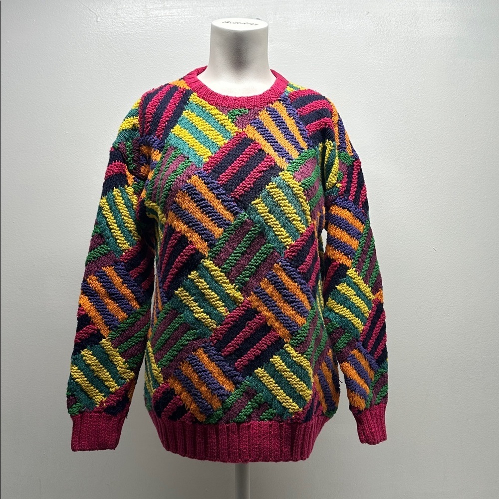 Boston Traders Sweater 100% Cotton Multicolor Striped Patterned Top Size Small